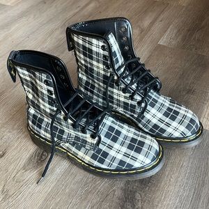 Plaid Black and White Dr Marten Boots Made in England